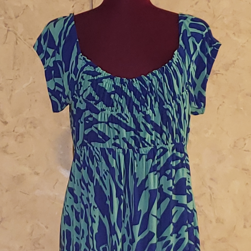 Royal Blue/Turquoise Women's Dress by Glamour - Picture 4 of 6